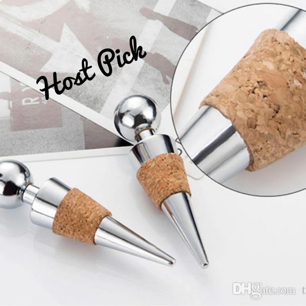 NWT Chrome And Cork Wine Stopper